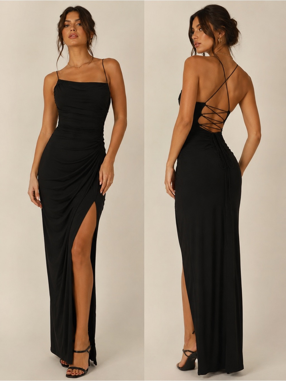 Naked Wardrobe Hourglass Strappy Maxi Dress Black